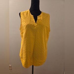Eddie Bauer Yellow Eyelet Sleeveless Blouse